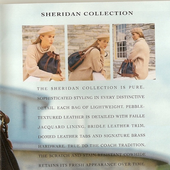 Vintage Coach #4232 Sheffield Bucket Navy with Tan Trim Sheridan Bag - Picture 2 of 10